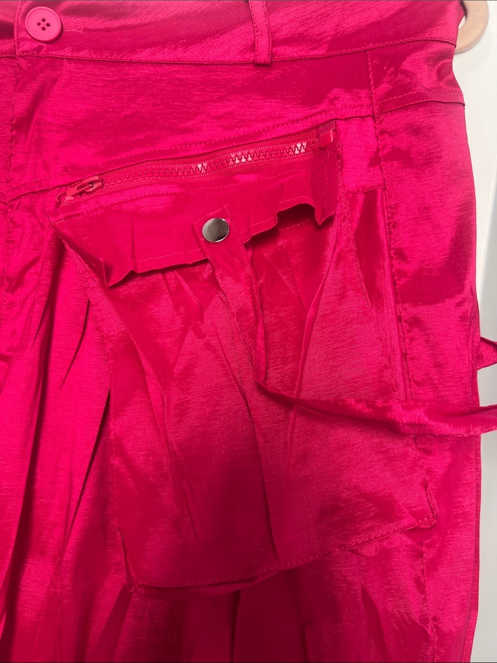 Hot Pink Cargo Wide-Leg Pants. Worn 1 time - Picture 3 of 6